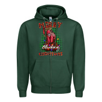 Sports Green merry clucking christmas rooster Zipper Hoodie - BarkalooDesign