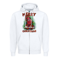 White merry clucking christmas rooster Zipper Hoodie - BarkalooDesign