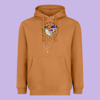 Moon And Mushrooms With Sunflower Heavyweight Hoodie Designed By Maliassmallbusiness