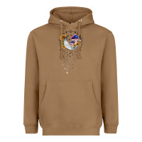 Toasted Coconut moon and mushrooms with sunflower Heavyweight Hoodie - MaliasSmallBusiness