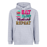 Heather Grey eat sleep manicure repeat Heavyweight Hoodie - NancyCooperArtShop