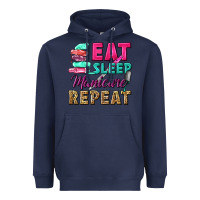 Navy eat sleep manicure repeat Heavyweight Hoodie - NancyCooperArtShop