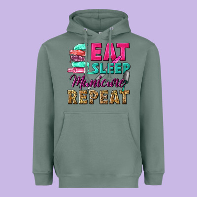Eat Sleep Manicure Repeat Heavyweight Hoodie Designed By Nancycooperartshop