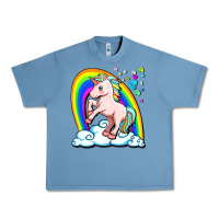 Pebble Blue cute unicorn with rainbow Urban Heavy Tee - FaDigitalArtStudio
