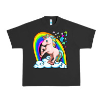 Pigment Black cute unicorn with rainbow Urban Heavy Tee - FaDigitalArtStudio