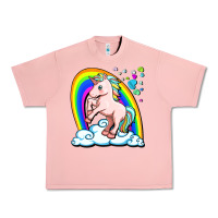 Salmon cute unicorn with rainbow Urban Heavy Tee - FaDigitalArtStudio