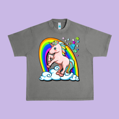 Cute Unicorn With Rainbow Urban Heavy Tee Designed By Fadigitalartstudio