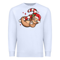White cute christmas sloth Premium Sweatshirt - MaliasSmallBusiness
