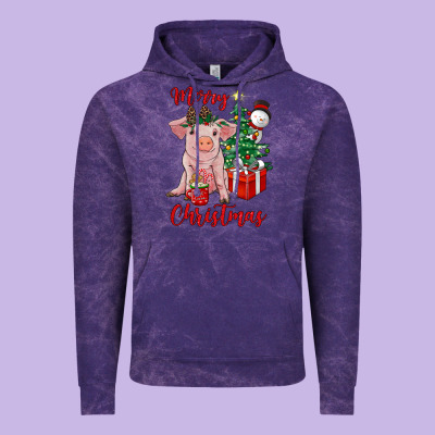 Merry Christmas Pig Vintage Hoodie Designed By Ranaportraitstore