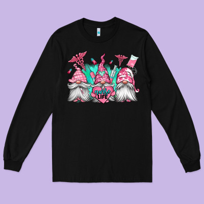Nurse Gnomes Long Sleeve Tee Designed By Jasminsmagicworld