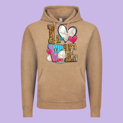 Love Volleyball Vintage Hoodie Designed By Zillion Design Studio