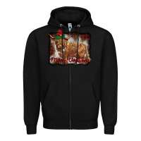 Black merry christmas highland cow Zipper Hoodie - BarkalooDesign