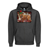 Charcoal Heather merry christmas highland cow Zipper Hoodie - BarkalooDesign