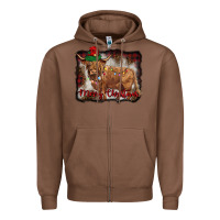 Chestnut merry christmas highland cow Zipper Hoodie - BarkalooDesign