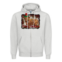 Dove Grey merry christmas highland cow Zipper Hoodie - BarkalooDesign