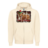 Sandshell merry christmas highland cow Zipper Hoodie - BarkalooDesign