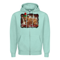 Seafoam merry christmas highland cow Zipper Hoodie - BarkalooDesign