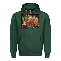 Sports Green merry christmas highland cow Zipper Hoodie - BarkalooDesign