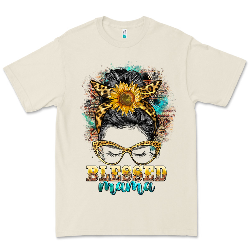 Blessed Mama Messy Bun Premium Tee by BarkalooDesign | Teevron