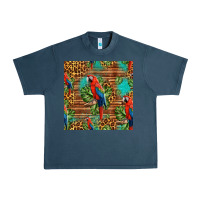 Midnight Navy macaw parrot seamless pattern Urban Heavy Tee - HRA Design Shop