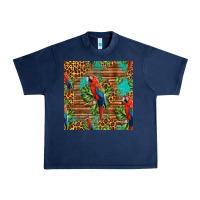 Navy macaw parrot seamless pattern Urban Heavy Tee - HRA Design Shop