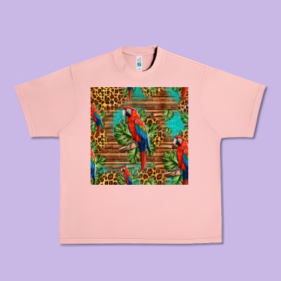 Macaw Parrot Seamless Pattern Urban Heavy Tee Designed By Hra Design Shop