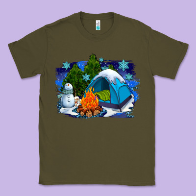Winter Camping With Camp Fire Classic Tee Designed By Adodesignshop