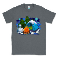 Charcoal Heather winter camping with camp fire Classic Tee - AdoDesignShop