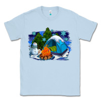 Dusty Blue winter camping with camp fire Classic Tee - AdoDesignShop
