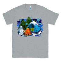 Heather Grey winter camping with camp fire Classic Tee - AdoDesignShop