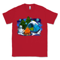 Red winter camping with camp fire Classic Tee - AdoDesignShop