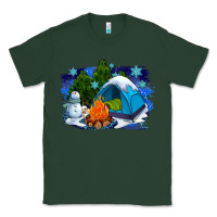 Sports Green winter camping with camp fire Classic Tee - AdoDesignShop