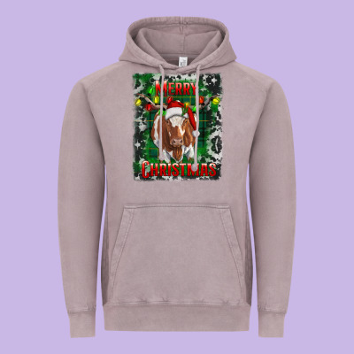 Merry Christmas Longhorn Cow Vintage Hoodie Designed By Ranaportraitstore