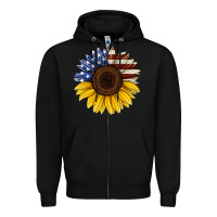 Black american flag sunflower Zipper Hoodie - Jasminsmagicworld