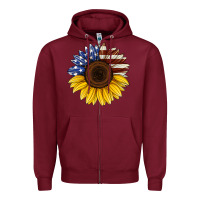 Burgundy american flag sunflower Zipper Hoodie - Jasminsmagicworld