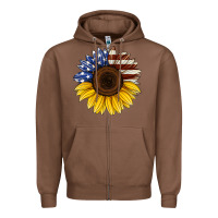 Chestnut american flag sunflower Zipper Hoodie - Jasminsmagicworld