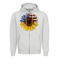 Dove Grey american flag sunflower Zipper Hoodie - Jasminsmagicworld