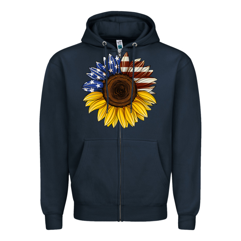American Flag Sunflower Zipper Hoodie by Jasminsmagicworld | Teevron