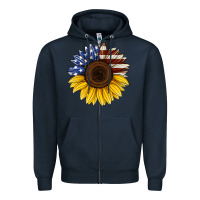 Navy american flag sunflower Zipper Hoodie - Jasminsmagicworld