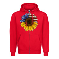 Red american flag sunflower Zipper Hoodie - Jasminsmagicworld