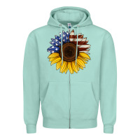 Seafoam american flag sunflower Zipper Hoodie - Jasminsmagicworld