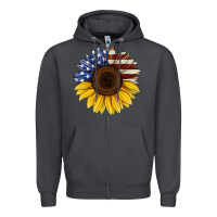 Smoke american flag sunflower Zipper Hoodie - Jasminsmagicworld