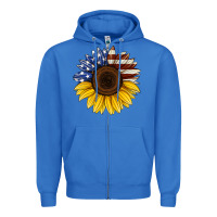 True Royal american flag sunflower Zipper Hoodie - Jasminsmagicworld
