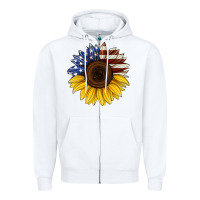 White american flag sunflower Zipper Hoodie - Jasminsmagicworld
