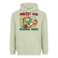 Matcha purrfect cozy reading vibes Heavyweight Hoodie - MaliasSmallBusiness