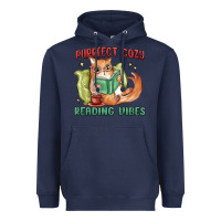 Navy purrfect cozy reading vibes Heavyweight Hoodie - MaliasSmallBusiness