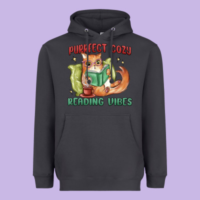 Purrfect Cozy Reading Vibes Heavyweight Hoodie Designed By Maliassmallbusiness