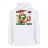 White purrfect cozy reading vibes Heavyweight Hoodie - MaliasSmallBusiness