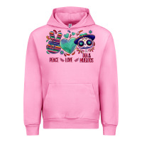 Fuchsia Pink Peace love dia de los muertos Urban Hoodie - NancyCooperArtShop