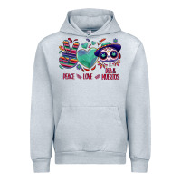 Heather Grey Peace love dia de los muertos Urban Hoodie - NancyCooperArtShop